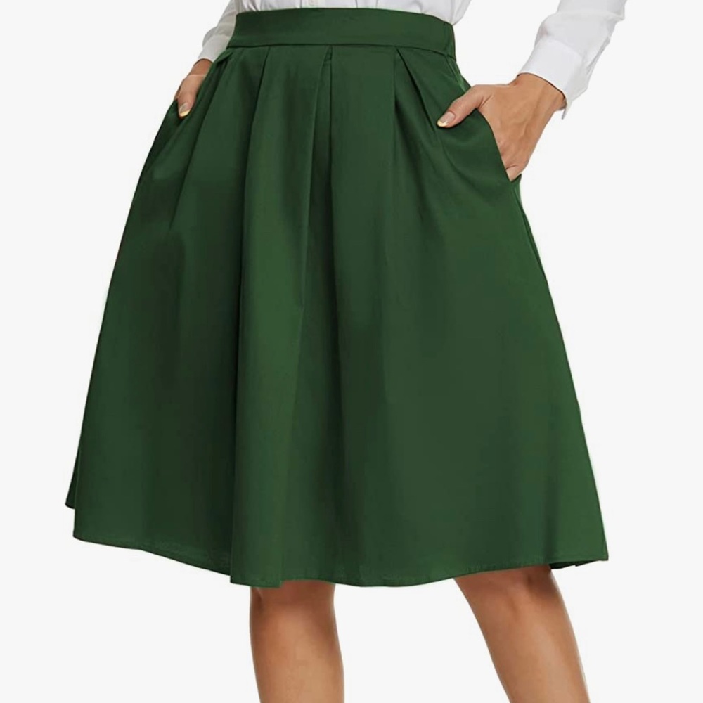 A-Line Pleated Skirt with Pockets